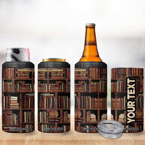 Vintage Book Pattern 4 in 1 Can Cooler Tumbler Personalized TS04 Print Your Wear