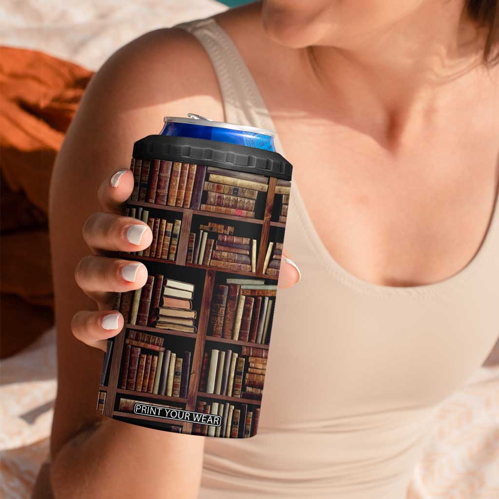 Vintage Book Pattern 4 in 1 Can Cooler Tumbler Personalized TS04 Print Your Wear