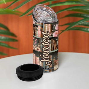 Bookshelf Floral Pattern 4 in 1 Can Cooler Tumbler Personalized TS04 Print Your Wear