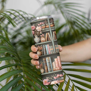 Bookshelf Floral Pattern Skinny Tumbler Personalized TS04 Print Your Wear