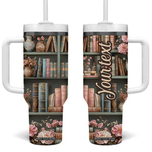 Bookshelf Floral Pattern Tumbler With Handle Personalized TS04 One Size: 40 oz Multicolor Print Your Wear