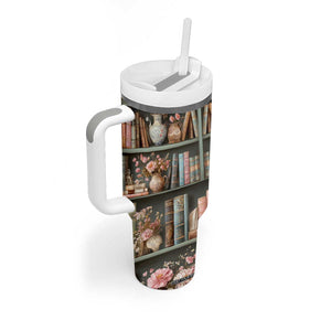 Bookshelf Floral Pattern Tumbler With Handle Personalized TS04 Print Your Wear