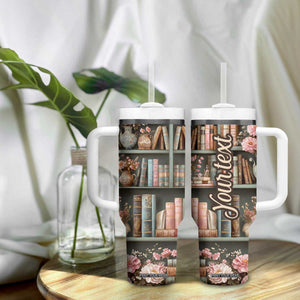 Bookshelf Floral Pattern Tumbler With Handle Personalized TS04 Print Your Wear