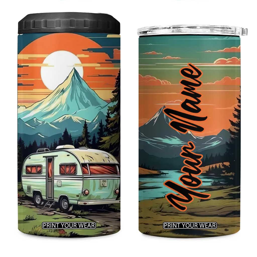 Camping Trailer 4 in 1 Can Cooler Tumbler Personalized TS04 One Size: 16 oz Multicolor Print Your Wear