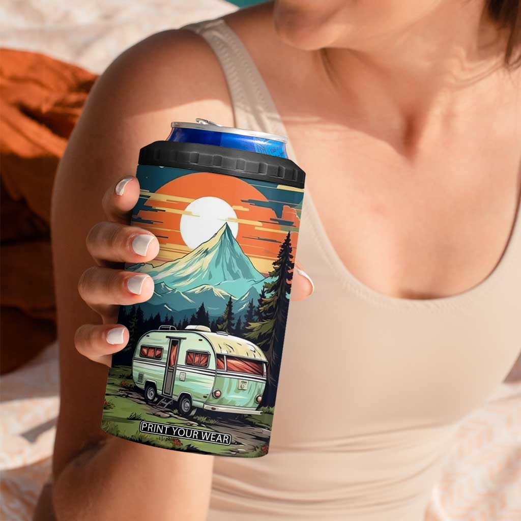 Camping Trailer 4 in 1 Can Cooler Tumbler Personalized TS04 Print Your Wear