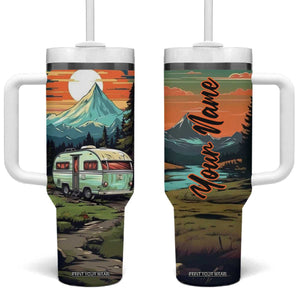 Camping Trailer Tumbler With Handle Personalized TS04 One Size: 40 oz Multicolor Print Your Wear