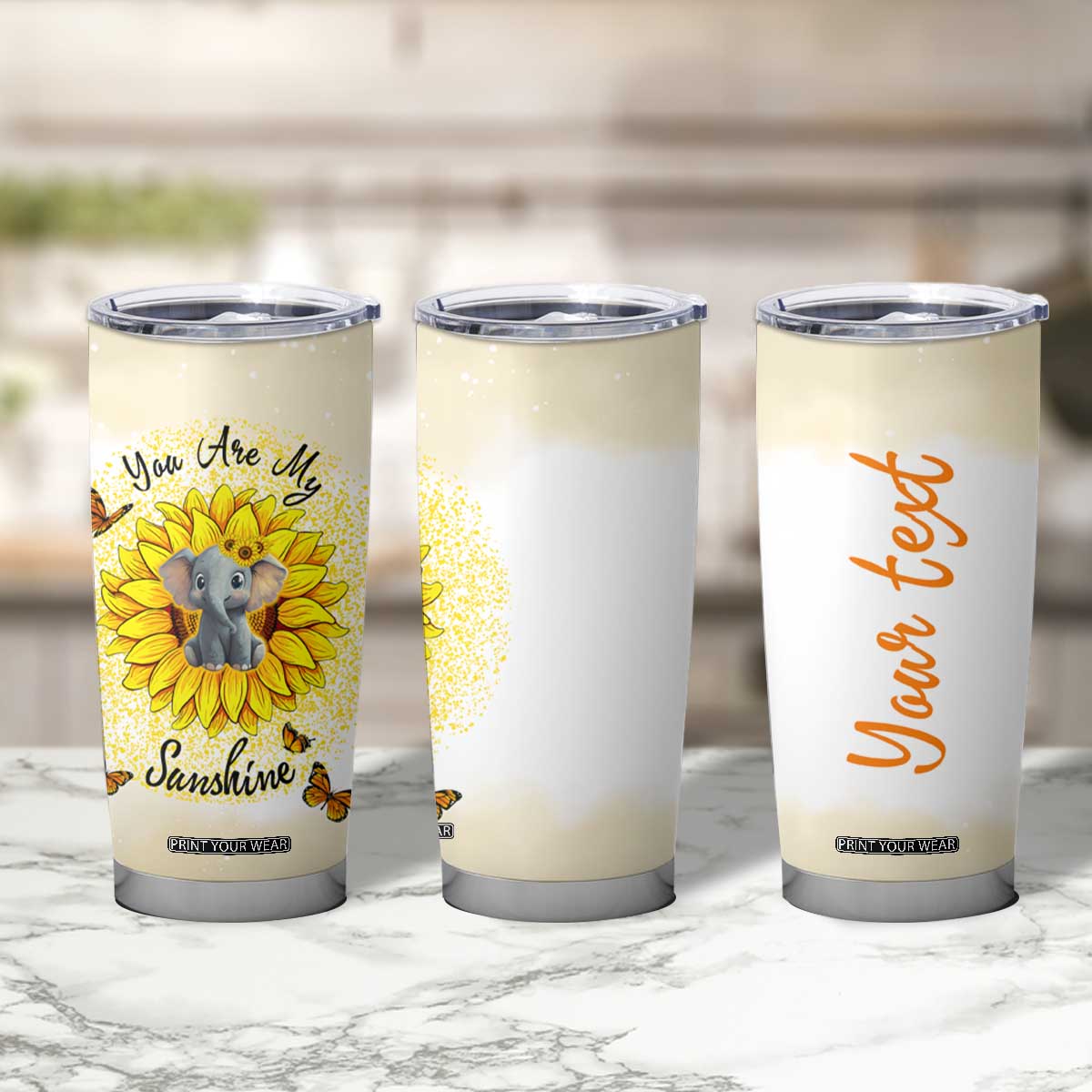 You Are My Sunshine Elephant Sunflower Tumbler Cup Personalized TS04 Print Your Wear