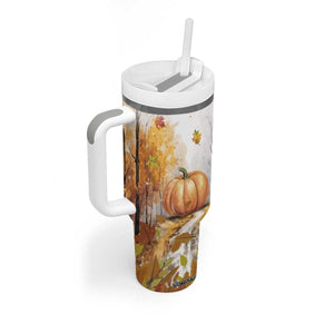 Pumpkin Autumn Leaves Personalized Tumbler With Handle TS04 Print Your Wear