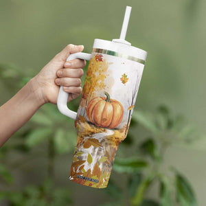 Pumpkin Autumn Leaves Personalized Tumbler With Handle TS04 Print Your Wear