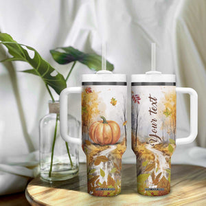 Pumpkin Autumn Leaves Personalized Tumbler With Handle TS04 Print Your Wear