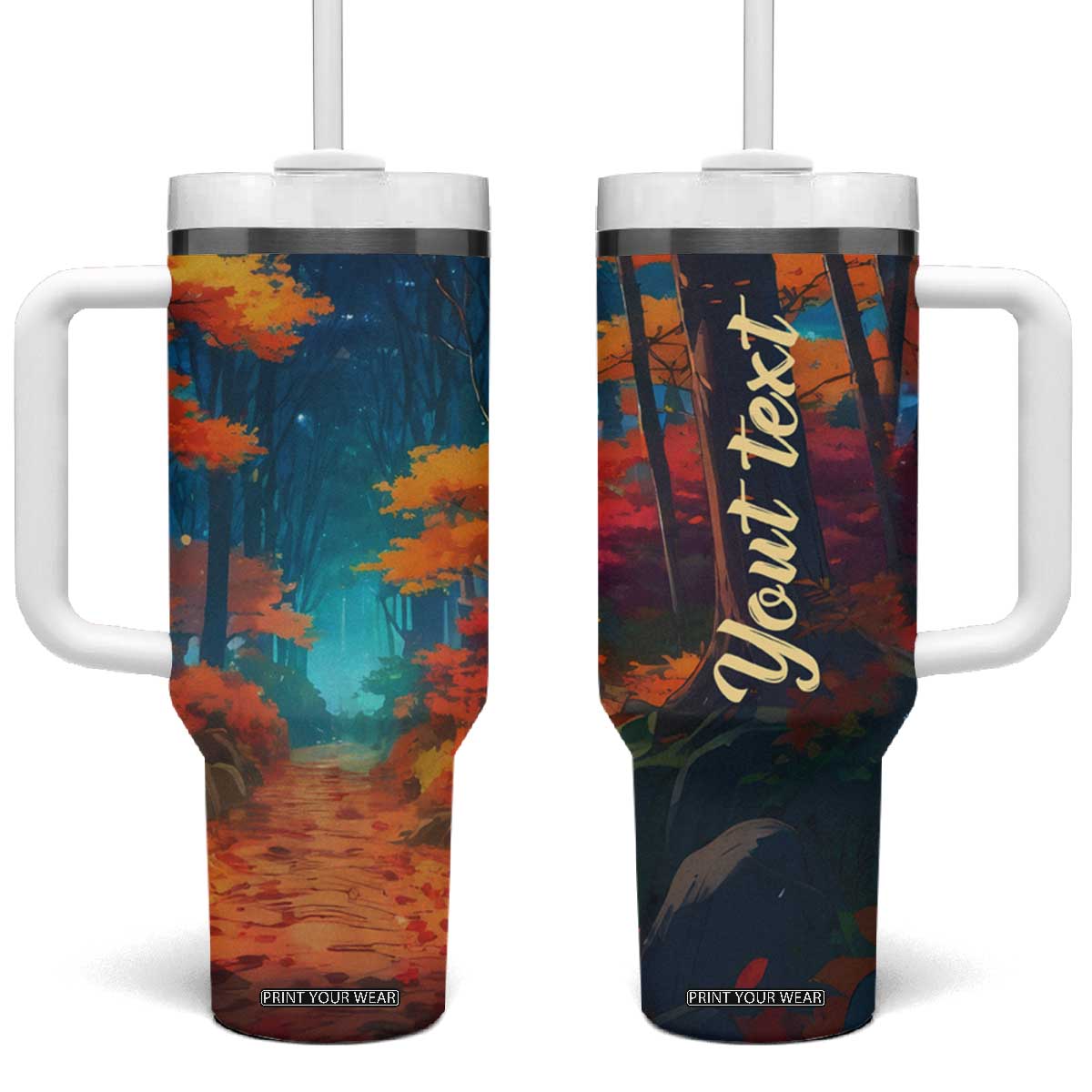 Autumn Road Personalized Tumbler With Handle TS04 One Size: 40 oz Multicolor Print Your Wear