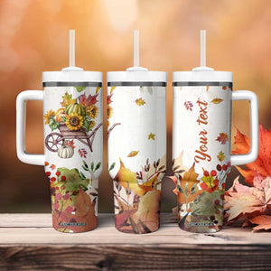 Autumn Pumpkins In The Wheelbarrow Personalized Tumbler With Handle TS04 Print Your Wear