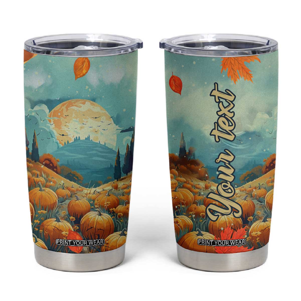 Autumn Pumpkin Field Personalized Tumbler Cup TS04 Multicolor Print Your Wear