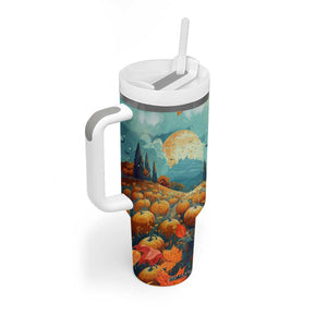 Autumn Pumpkin Field Personalized Tumbler With Handle TS04 Print Your Wear