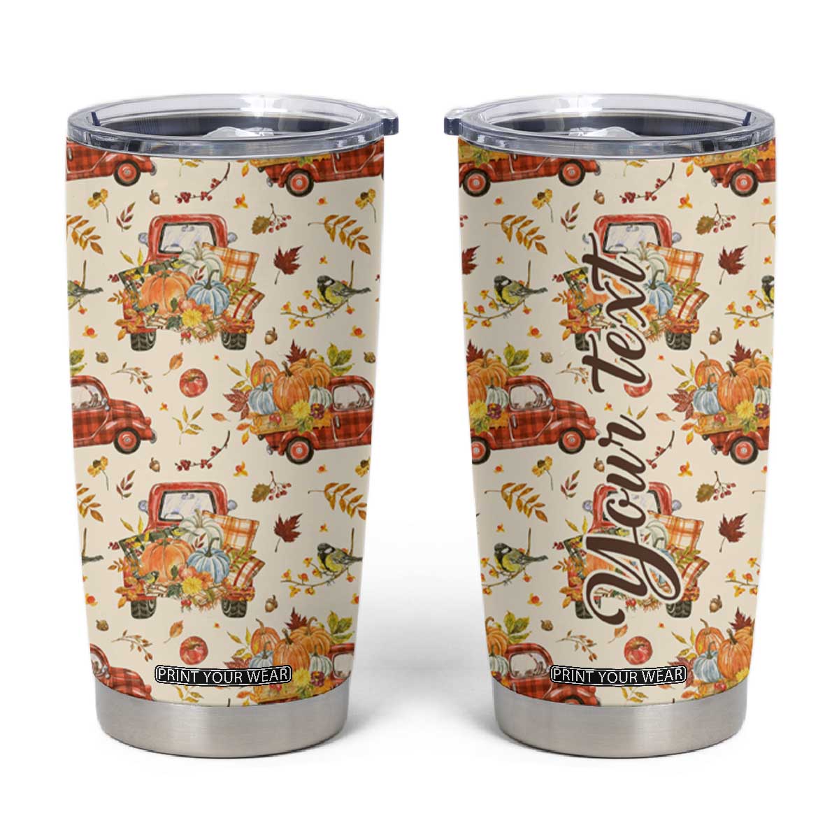 Truck Autumn Pattern Personalized Tumbler Cup TS04 Multicolor Print Your Wear