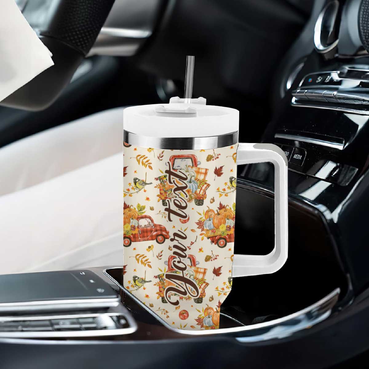 Truck Autumn Pattern Personalized Tumbler With Handle TS04 Print Your Wear