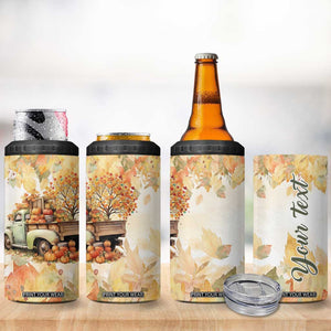 Pumkins Truck - Autumn Leaves Watercolor Personalized 4 in 1 Can Cooler Tumbler TS04 Print Your Wear