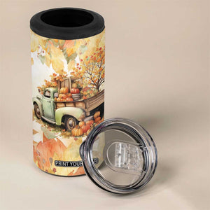 Pumkins Truck - Autumn Leaves Watercolor Personalized 4 in 1 Can Cooler Tumbler TS04 Print Your Wear