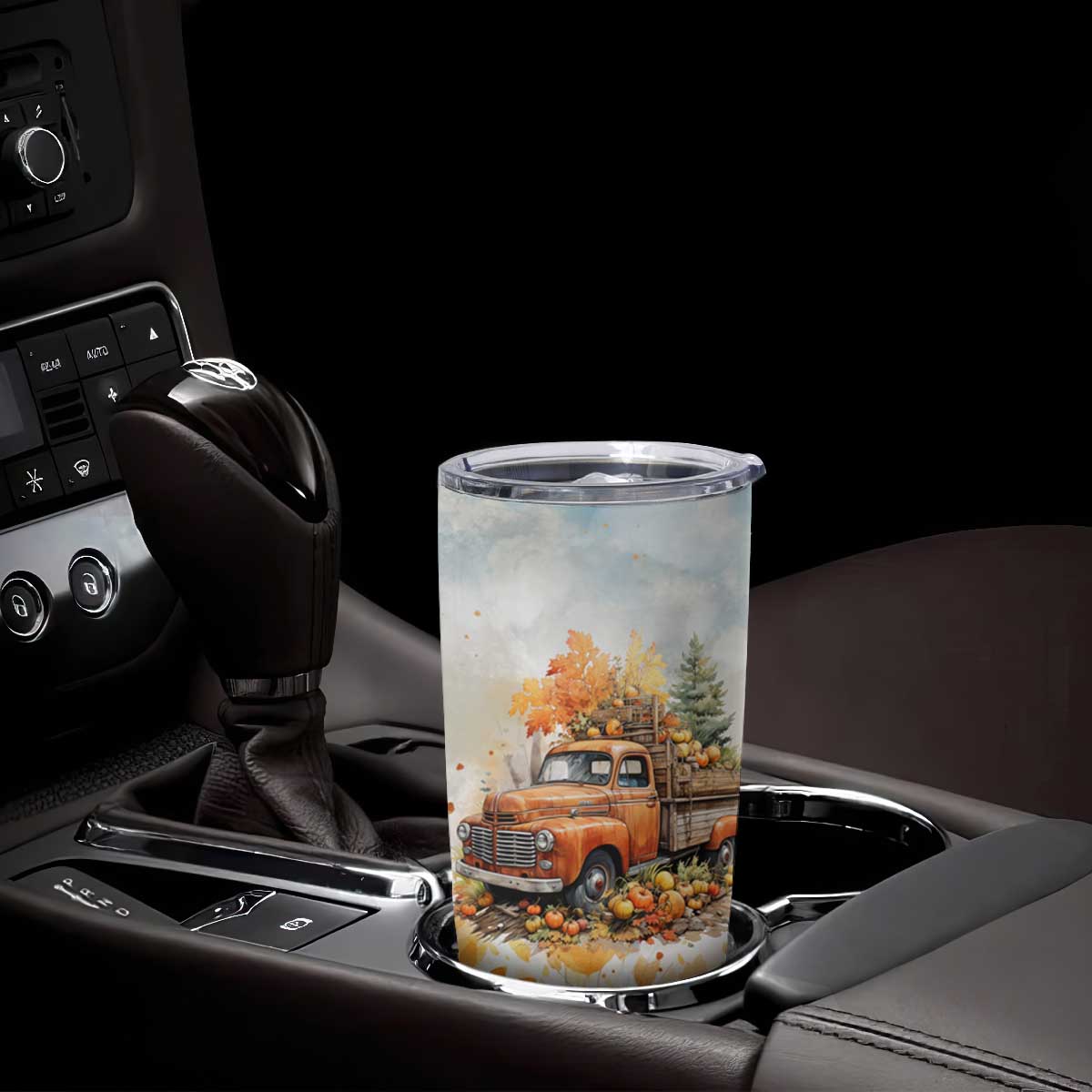 Autumn - Pumkin Truck and Leaves Personalized Tumbler Cup TS04 Print Your Wear