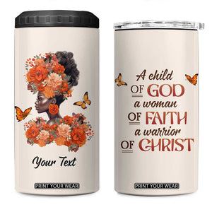 Black Woman A Child Of God A Woman Of Faith A Warrior Of Christ 4 in 1 Can Cooler Tumbler Personalized TS04 One Size: 16 oz White Pink Print Your Wear