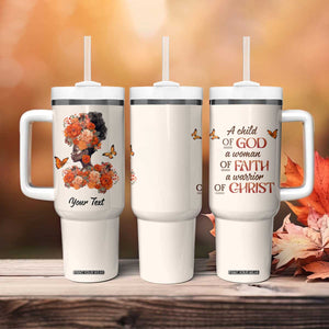 Black Woman A Child Of God A Woman Of Faith A Warrior Of Christ Tumbler With Handle Personalized TS04 Print Your Wear