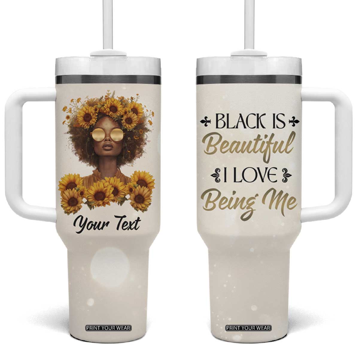 Black Is Beautiful I Love Being Me Tumbler With Handle Personalized TS04 One Size: 40 oz Multicolor Print Your Wear