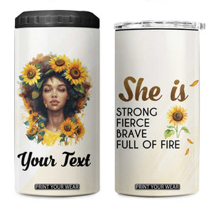 Black Woman She Is Strong Fierce Brave Full Of Fire 4 in 1 Can Cooler Tumbler Personalized TS04 One Size: 16 oz Multicolor Print Your Wear