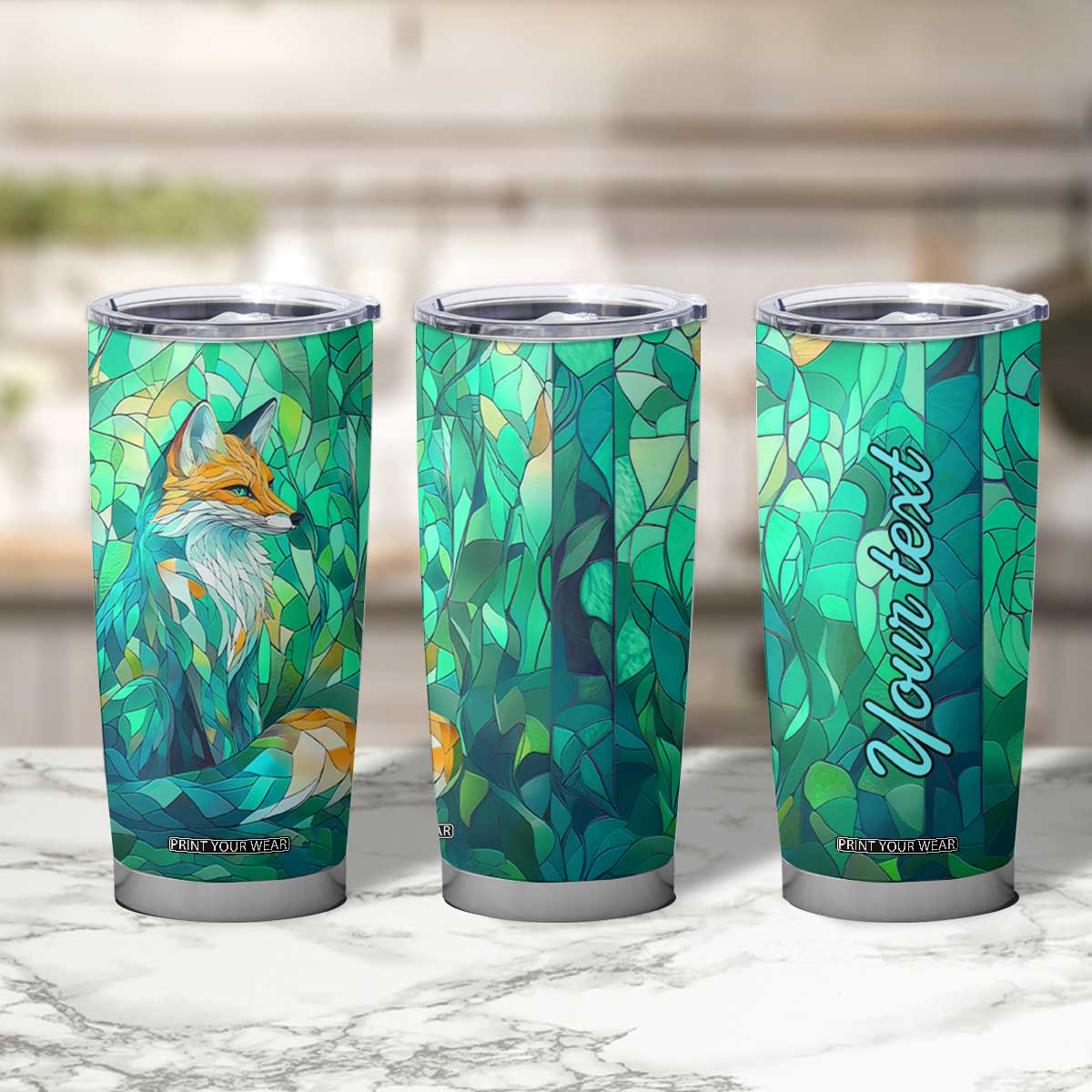 Fox Chrysoprase Crystal Mosaic Tumbler Cup Personalized TS04 Print Your Wear