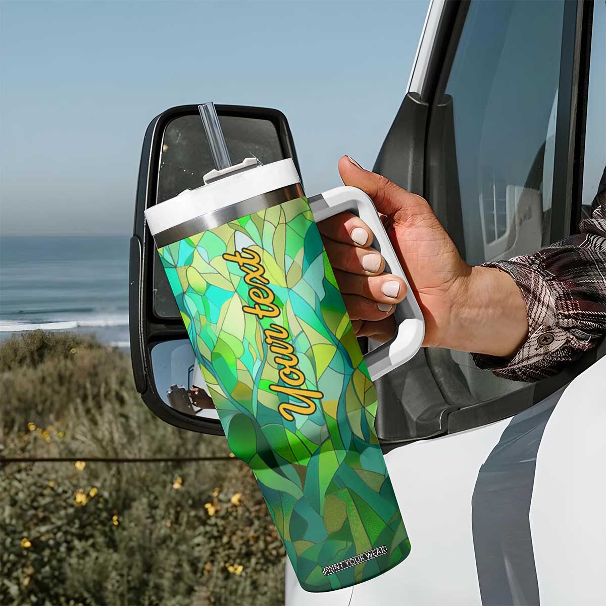 Fox Chrysolite Crystal Mosaic Tumbler With Handle Personalized TS04 Print Your Wear