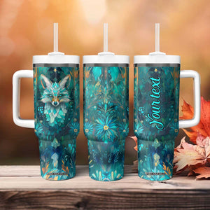 Fox Aquamarine Crystal Mosaic Tumbler With Handle Personalized TS04 Print Your Wear