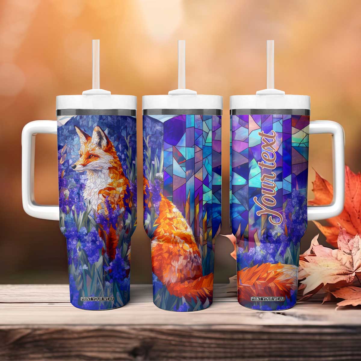 Fox Amethyst Crystal Mosaic Tumbler With Handle Personalized TS04 Print Your Wear