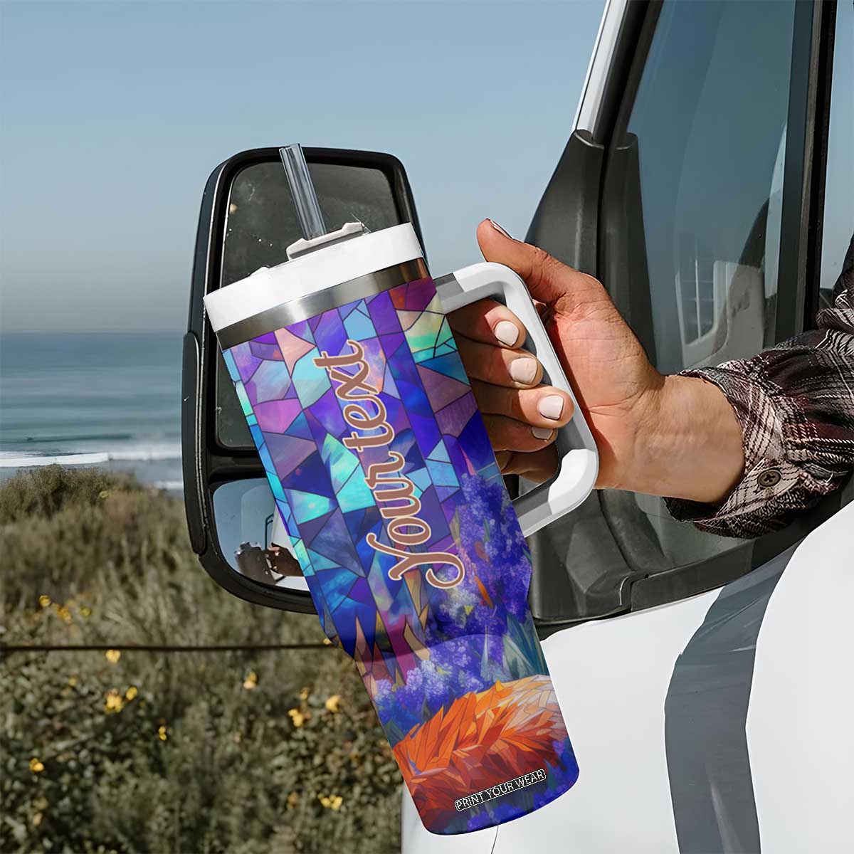 Fox Amethyst Crystal Mosaic Tumbler With Handle Personalized TS04 Print Your Wear