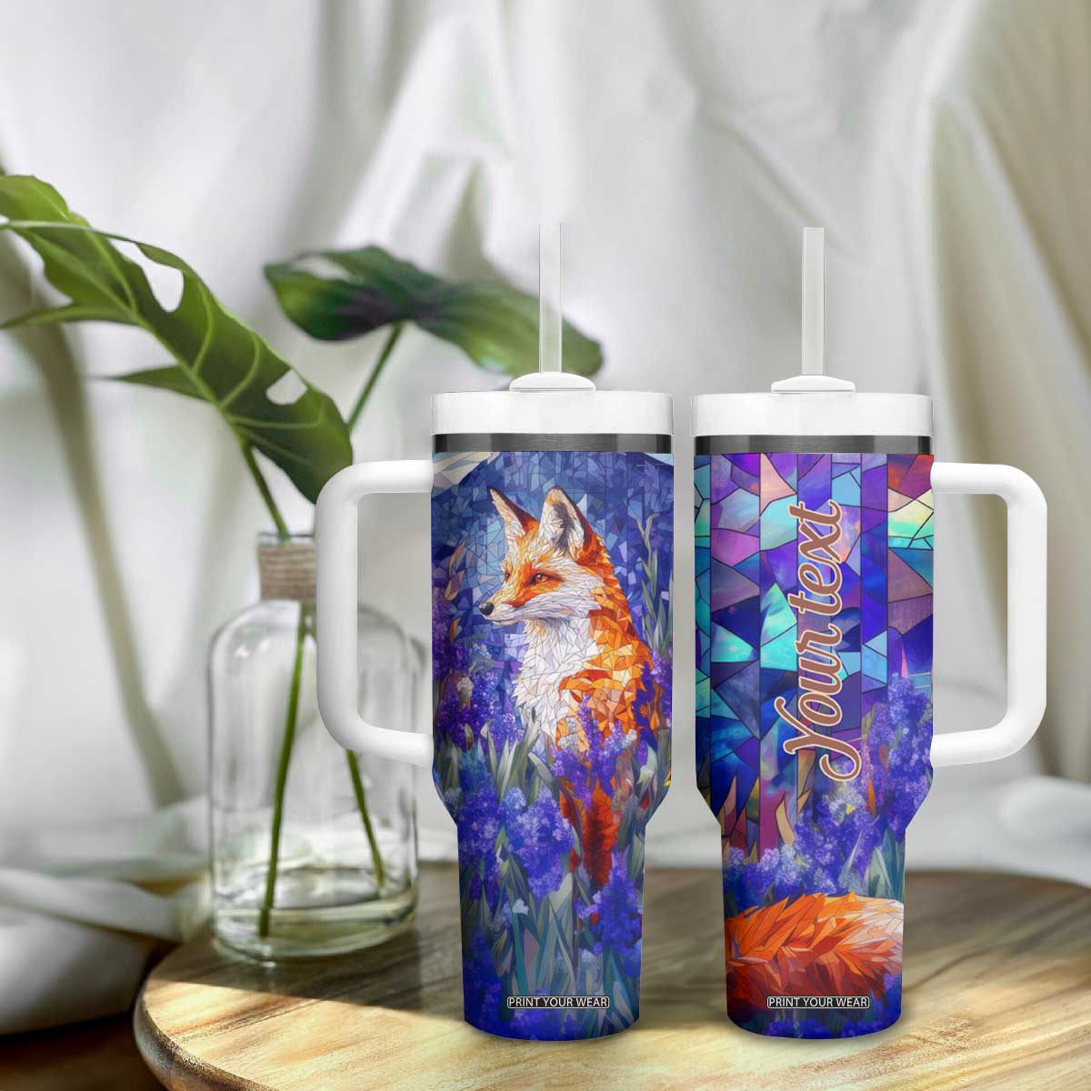 Fox Amethyst Crystal Mosaic Tumbler With Handle Personalized TS04 Print Your Wear