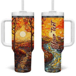 Autumn Leaves Crystal Mosaic Personalized Tumbler With Handle TS04 One Size: 40 oz Multicolor Print Your Wear