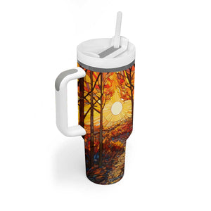 Autumn Leaves Crystal Mosaic Personalized Tumbler With Handle TS04 Print Your Wear