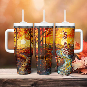 Autumn Leaves Crystal Mosaic Personalized Tumbler With Handle TS04 Print Your Wear