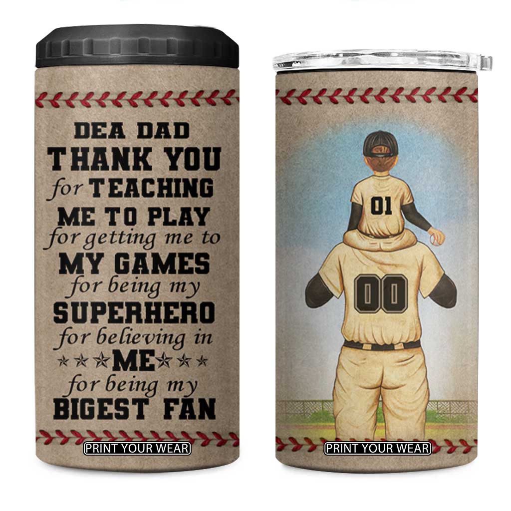 Baseball Daddy With His Son Personalized 4 in 1 Can Cooler Tumbler TS04 One Size: 16 oz Multicolor Print Your Wear