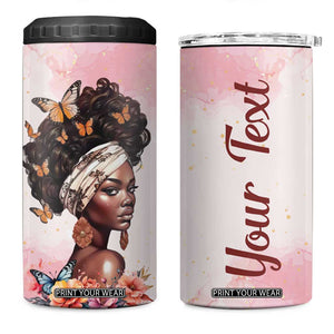 Black Woman Butterfly 4 in 1 Can Cooler Tumbler Personalized TS04 One Size: 16 oz Pink Print Your Wear