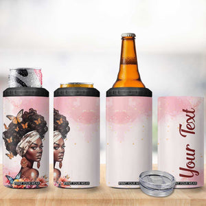 Black Woman Butterfly 4 in 1 Can Cooler Tumbler Personalized TS04 Print Your Wear