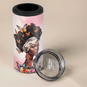 Black Woman Butterfly 4 in 1 Can Cooler Tumbler Personalized TS04 Print Your Wear