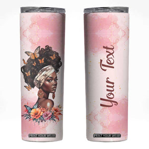 Black Woman Butterfly Skinny Tumbler Personalized TS04 Pink Print Your Wear