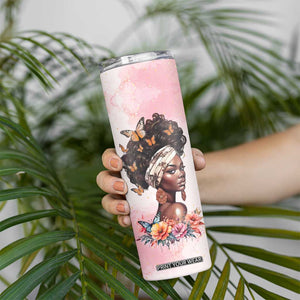 Black Woman Butterfly Skinny Tumbler Personalized TS04 Print Your Wear