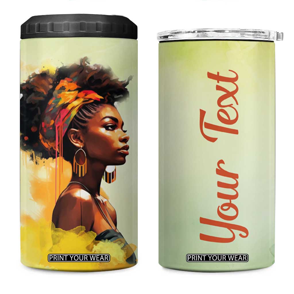 Black Woman African 4 in 1 Can Cooler Tumbler Personalized TS04 One Size: 16 oz Multicolor Print Your Wear