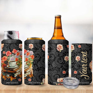 Vintage Books Coffee 4 in 1 Can Cooler Tumbler Personalized TS04 Print Your Wear