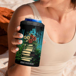 Vintage Stack Of Books 4 in 1 Can Cooler Tumbler Personalized TS04 Print Your Wear