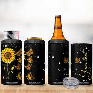 Sunflower Butterfly 4 in 1 Can Cooler Tumbler Personalized TS04 Print Your Wear