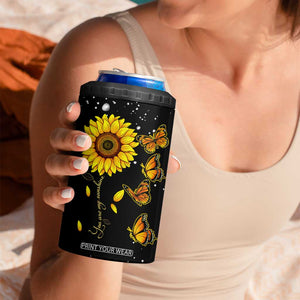 Sunflower Butterfly 4 in 1 Can Cooler Tumbler Personalized TS04 Print Your Wear