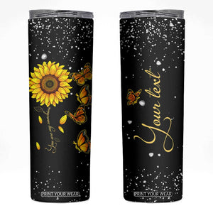 Sunflower Butterfly Skinny Tumbler Personalized TS04 Multicolor Print Your Wear