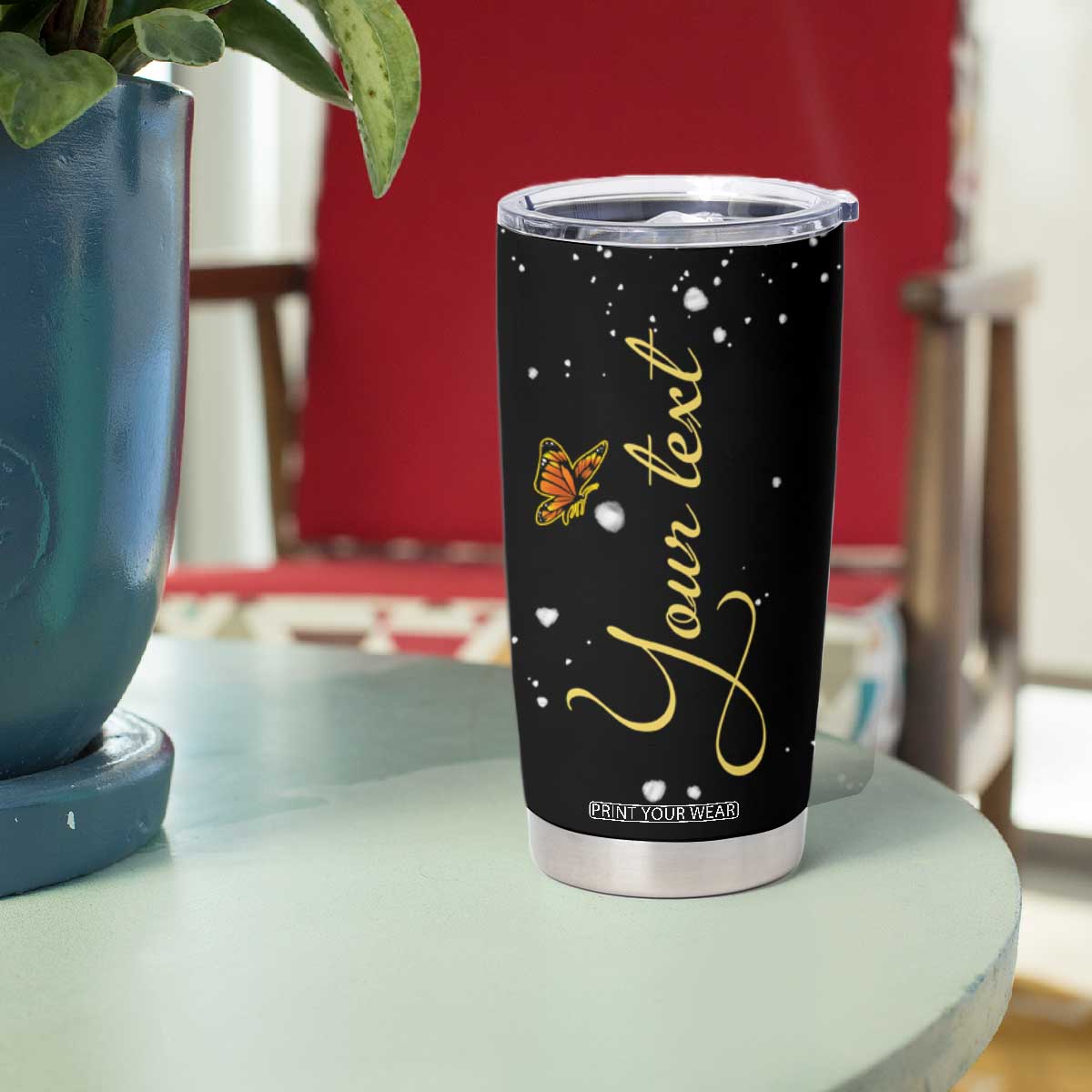 Sunflower Butterfly Tumbler Cup Personalized TS04 Print Your Wear