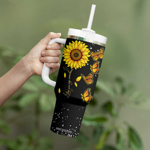 Sunflower Butterfly Tumbler With Handle Personalized TS04 Print Your Wear